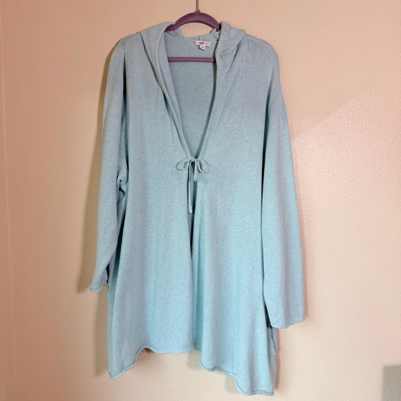 J. Jill Pure Jill Light Blue Hooded Cardigan, 4X, Cotton Cashmere - Picture 2 of 10